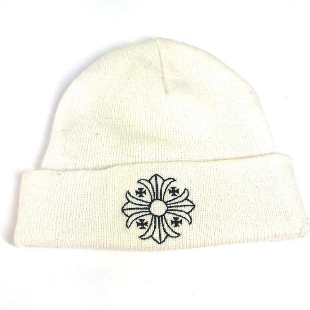 CHROME HEARTS logo beanie hat knit hat knit cap Knit hat acrylic White/Black